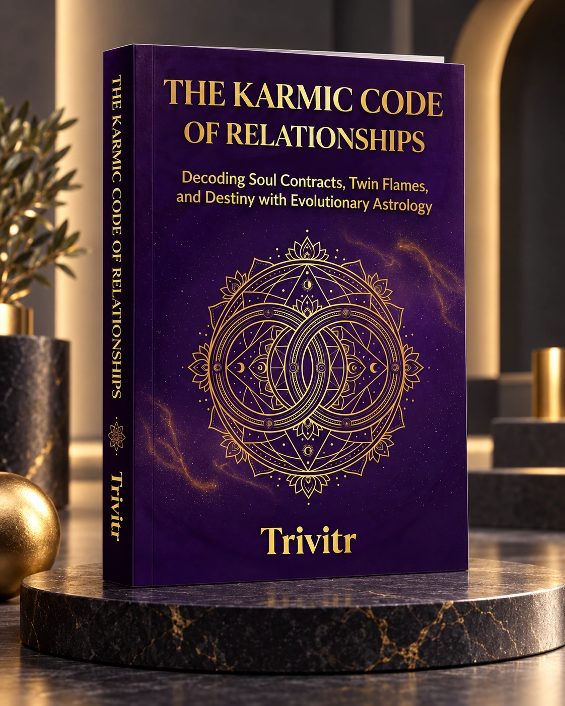 Paperback cover of The Karmic Code of Relationships: Decoding Soul Contracts, Twin Flames, and Destiny with Evolutionary Astrology by TRIVITR